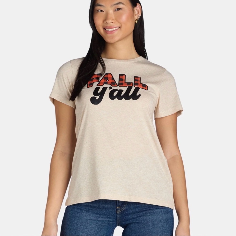 PostitiviTees It’s Fall Y’all Women’s Short Sleeve T Shirt EUC. Size Medium 8-10